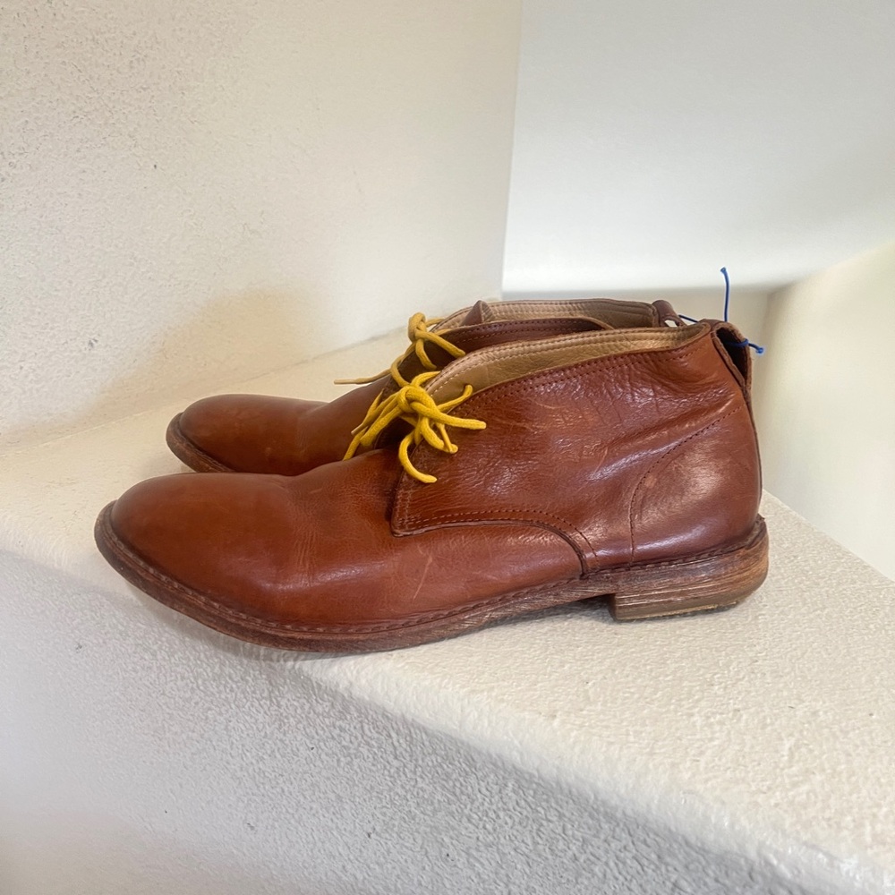 MOMA Men’s Size 46 Brown Leather Ankle‎ Dress Boots, Handmade Italy, Italian